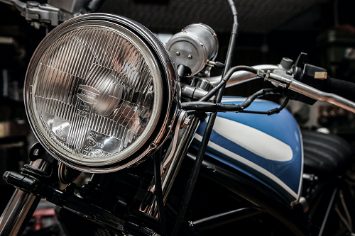 a close up of the front of a motorcycle